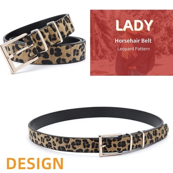 Leopard Belt Yellow Square Buckle Quality Medium - Picture 3 of 7